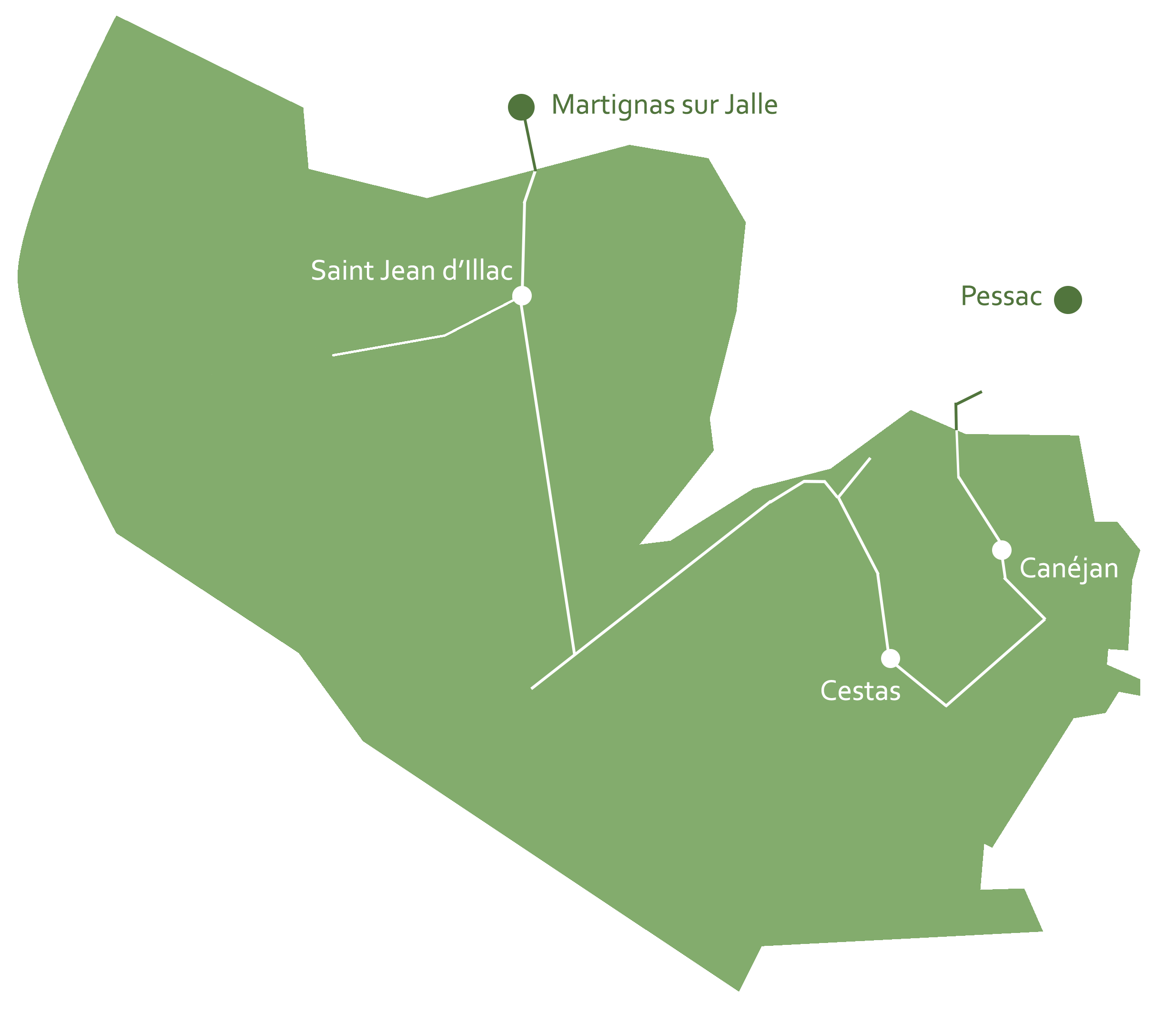 Carte communauté de communes Jalle Eau Bourde